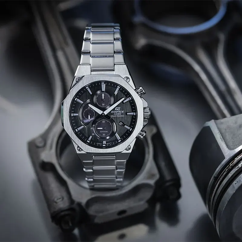 Casio Edifice Solar Slim Line Black Dial Men's Watch- EFS-S570D-1A